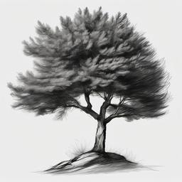 drawing of cedar tree  minimal rough sketch scribbles,doodles,black and white