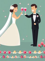 Wedding Toast clipart - Raising a toast to the bride and groom, ,vector color clipart,minimal