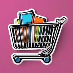 Shopping Cart Sticker - Retail exploration, ,vector color sticker art,minimal