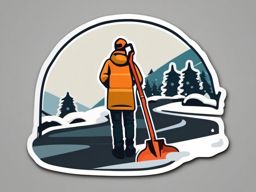 Snow shovel sticker- Clearing pathways, , sticker vector art, minimalist design