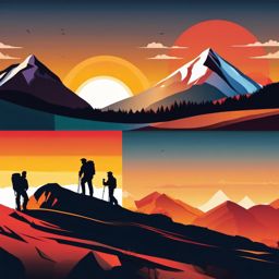 Mountain Sunrise Expedition clipart - Expedition to capture the sunrise, ,vector color clipart,minimal