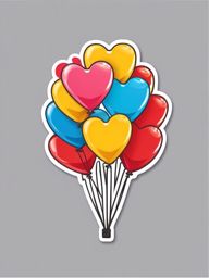 Heart Balloons Released Emoji Sticker - Love soaring high on buoyant balloons, , sticker vector art, minimalist design