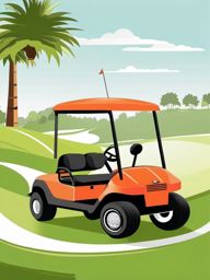 Golf Cart Clipart - A golf cart on the golf course.  color vector clipart, minimal style