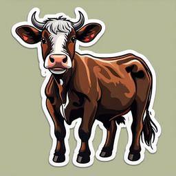 Dexter Cow cartoon - small, hardy cattle breed  cartoon sticker style