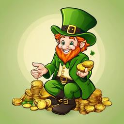 Leprechaun clipart - leprechaun with magical coins  