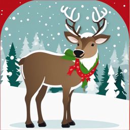 Clipart of Reindeer,Decorating a reindeer-themed holiday newsletter  simple, 2d flat