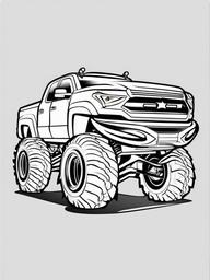 Monster Truck with Snake Design Coloring Pages - Trucks with Twisting Snake Graphics  minimal black outline printable sheet, coloring page