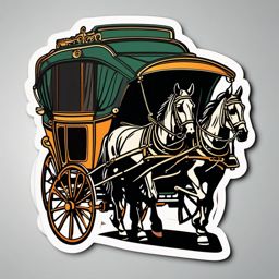 Horse Carriage Ride Sticker - Vintage transport, ,vector color sticker art,minimal