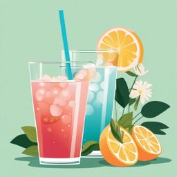 Springtime Refreshment clipart - Sipping a refreshing drink, ,vector color clipart,minimal