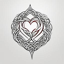 celtic trinity knot with heart tattoo  simple color tattoo,minimal,white background