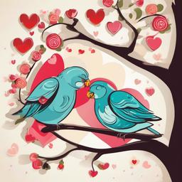 Love birds  , vector illustration, clipart