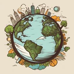 Earth clipart - Earth with environmental icons  