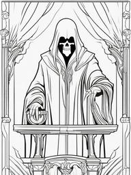 Phantom Coloring Pages - Shadowy Figure of Eerie Origin  minimal black outline printable sheet, coloring page