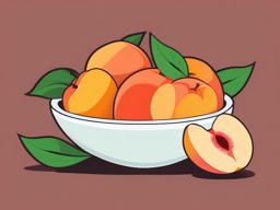 Peach and Peach Slices in a Fruit Bowl Clipart - Peach and peach slices in a fruit bowl.  color vector clipart, minimal style