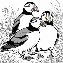 puffins cute animals coloring page 