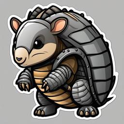 Armadillo cartoon - armored animal that curls up  cartoon sticker style