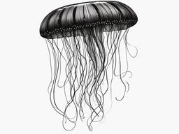 drawing of jellyfish  minimal rough sketch scribbles,doodles,black and white