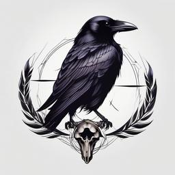 Raven Skull Tattoos - Skull tattoo with raven  minimalist tattoo design, white background