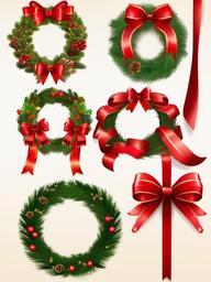 Christmas Wreath clipart - wreath with red ribbons  clipart