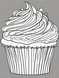 Cupcake Coloring Pages - Cupcake with colorful layers and frosting swirls  simple coloring pages