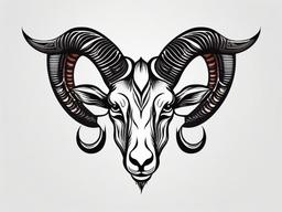 Goat Head Tattoo - Infuse strength and symbolism with a tattoo featuring the powerful image of a goat head.  simple vector color tattoo,minmal,white background