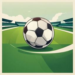 Soccer Ball Clipart - A soccer ball on the field.  color vector clipart, minimal style