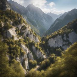 hidden in the apuan alps - sketch the hidden treasures nestled within the apuan alps, showcasing marble quarries, dramatic cliffs, and lush forests. 