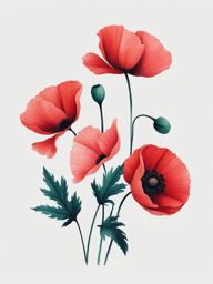 poppy flower tattoo minimalist color design 