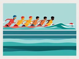 Triathlon Swimming Segment Clipart - Triathletes in the swimming segment of a triathlon race.  color vector clipart, minimal style