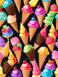 ice cream clipart - a cool and tempting ice cream cone with colorful scoops. 