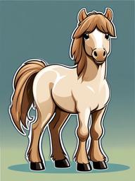 Shetland Pony cartoon - small, hardy pony breed  cartoon sticker style