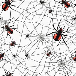 Bug clipart - Spider spinning a web.  vector style illustration, white background