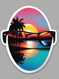 Sunglasses Reflection in Water Sticker - Sunglasses reflecting in water, ,vector color sticker art,minimal