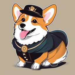 Corgi dressed in a costume clipart  simple, 2d flat