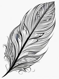 Feather Tribal Tattoo - Tribal-inspired tattoo featuring intricate feather motifs.  simple vector tattoo,minimalist,white background