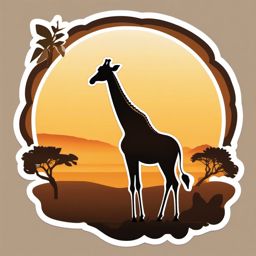 Giraffe Grazing in Savannah Emoji Sticker - Graceful wildlife on the African plains, , sticker vector art, minimalist design