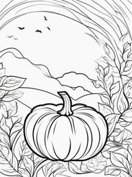 Pumpkin with Autumn Wind Coloring Pages - Wind Blowing Around an Autumn Pumpkin  minimal black outline printable sheet, coloring page