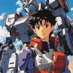 In a bustling anime festival, a carefree boy discovers a hidden talent for mecha piloting, setting the stage for an unexpected hero's journey.  1990s anime style