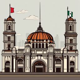 Mexico City clipart - Palacio de Bellas Artes and Zócalo, ,color clipart vector style