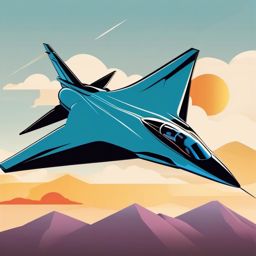 Jet Clipart - A supersonic jet soaring through the sky.  color vector clipart, minimal style