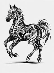 skeleton horse tattoo  simple tattoo,minimalist,white background