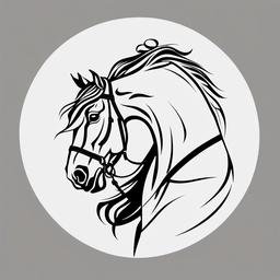 Dressage Horse Tattoo - Celebrate the elegance and precision of dressage with a dressage horse tattoo, capturing the beauty of these highly trained and graceful horses.  simple tattoo,minimalist,white background