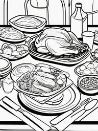 Thanksgiving Feast Preparation Coloring Pages - Getting Ready for the Big Meal  minimal black outline printable sheet, coloring page