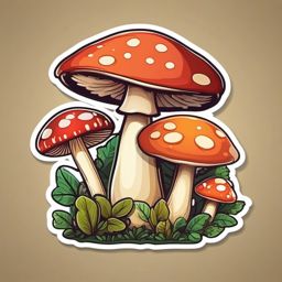 Cute Mushroom sticker- Forest Fungi Friends, , color sticker vector art