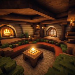 hobbit-inspired underground home with cozy furnishings - minecraft house ideas minecraft block style