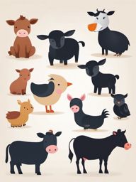 Farm Animal Hugs clipart - Farm animals giving hugs, ,vector color clipart,minimal