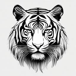 drawing of a tiger with stripes  minimal rough sketch scribbles,doodles,black and white