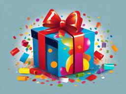 Present clipart - colorful present surrounded by confetti  