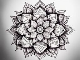 Mandala lotus flower tattoo, Creative tattoos combining the beauty of mandalas with lotus flowers.  vivid colors, white background, tattoo design