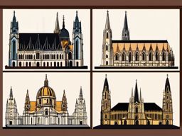 Vienna clipart - St. Stephen's Cathedral and Vienna cityscape,  color vector clipart